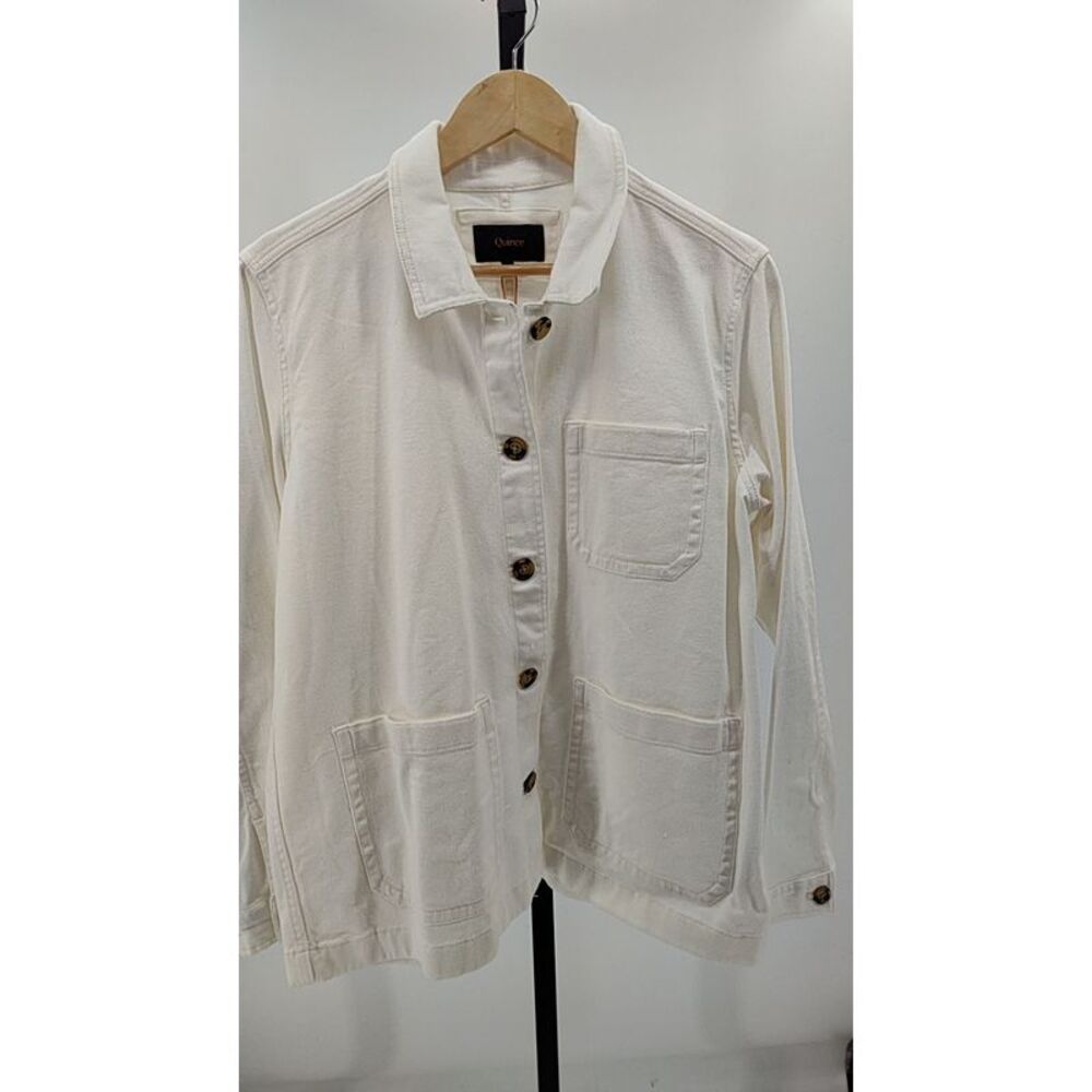 Quince Womens Organic Comfort Stretch Chore Jacket Ivory L